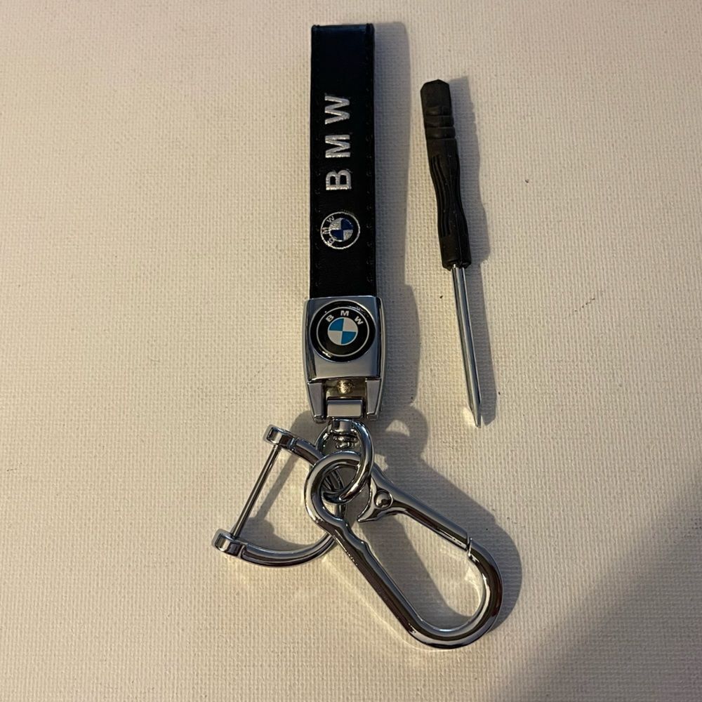 BMW Key Fob Keychain in Black Leather NWT